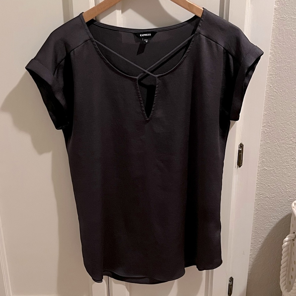 EXPRESS Dark Grey Short Sleeve Blouse